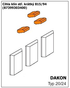 DAKON Náhradní díl 87399303400, Cihla klín střední krátký 815/94 DOR 20, DOR 24